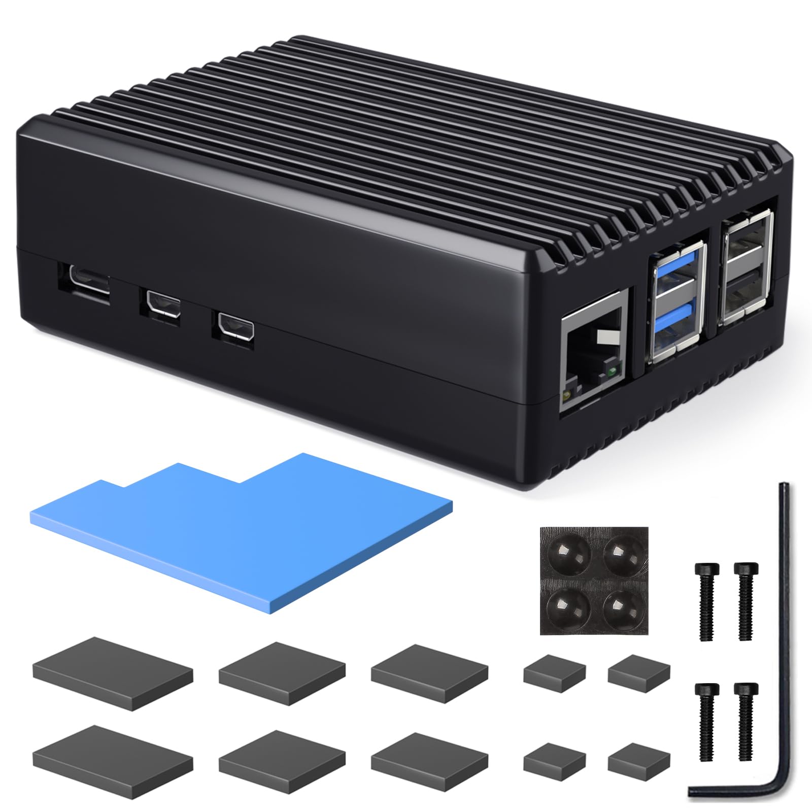 Miuzei Aluminium Case for Raspberry Pi 5, Heavy Duty Passive Cooling Case with T
