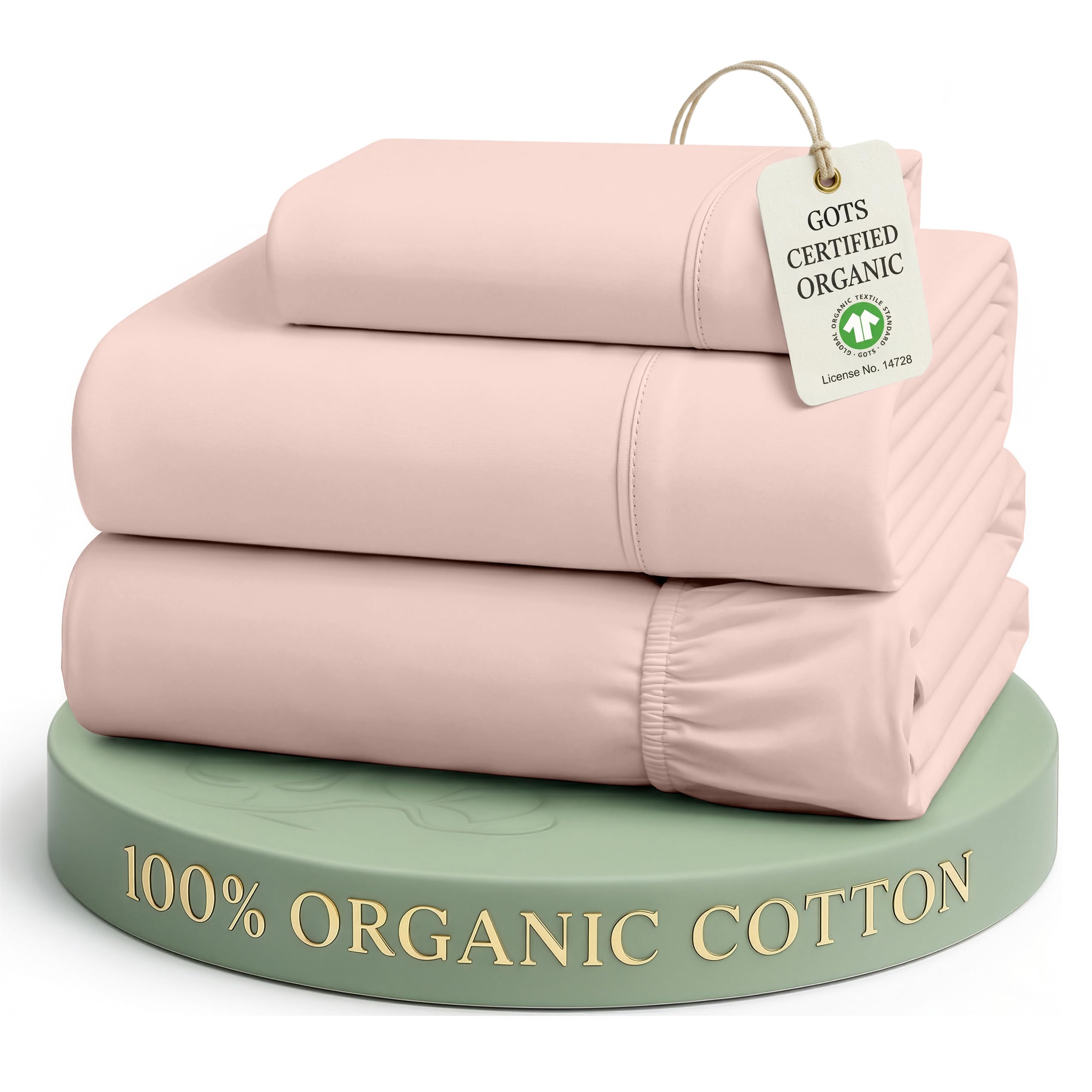 Lane Linen 100% Organic Cotton Twin Sheet Set – 3 Piece Percale Weave Bedding, S
