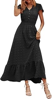 PRETTYGARDEN Womens Dresses 2026 Summer Boho Long Swiss Dot Maxi Dress