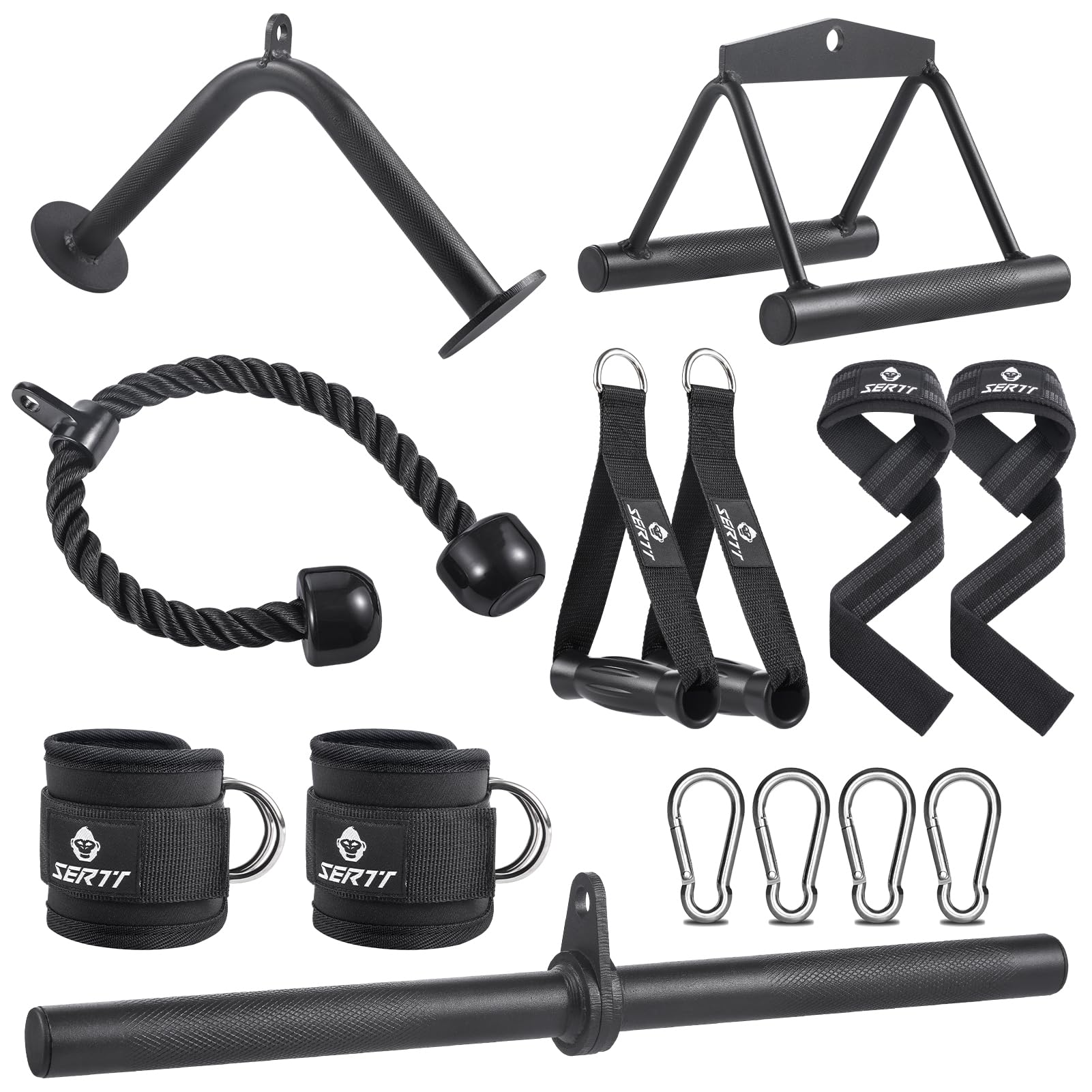 Workout Cable Machine Attachment for Home Gym, SERTT LAT Pulldown Attachments, C
