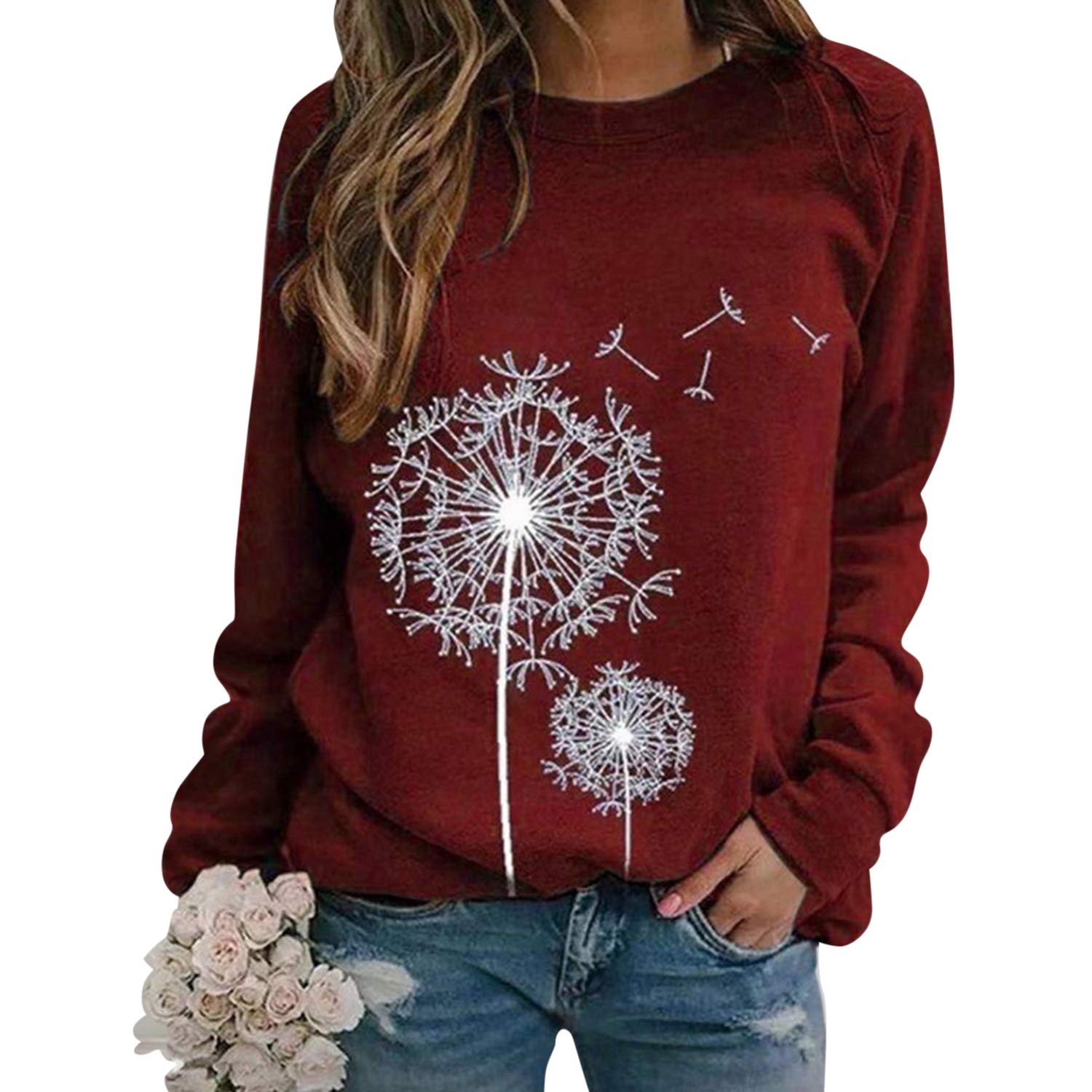 Women's casual sweatshirt, without hood, sport, sweatshirt, round neck, long sle