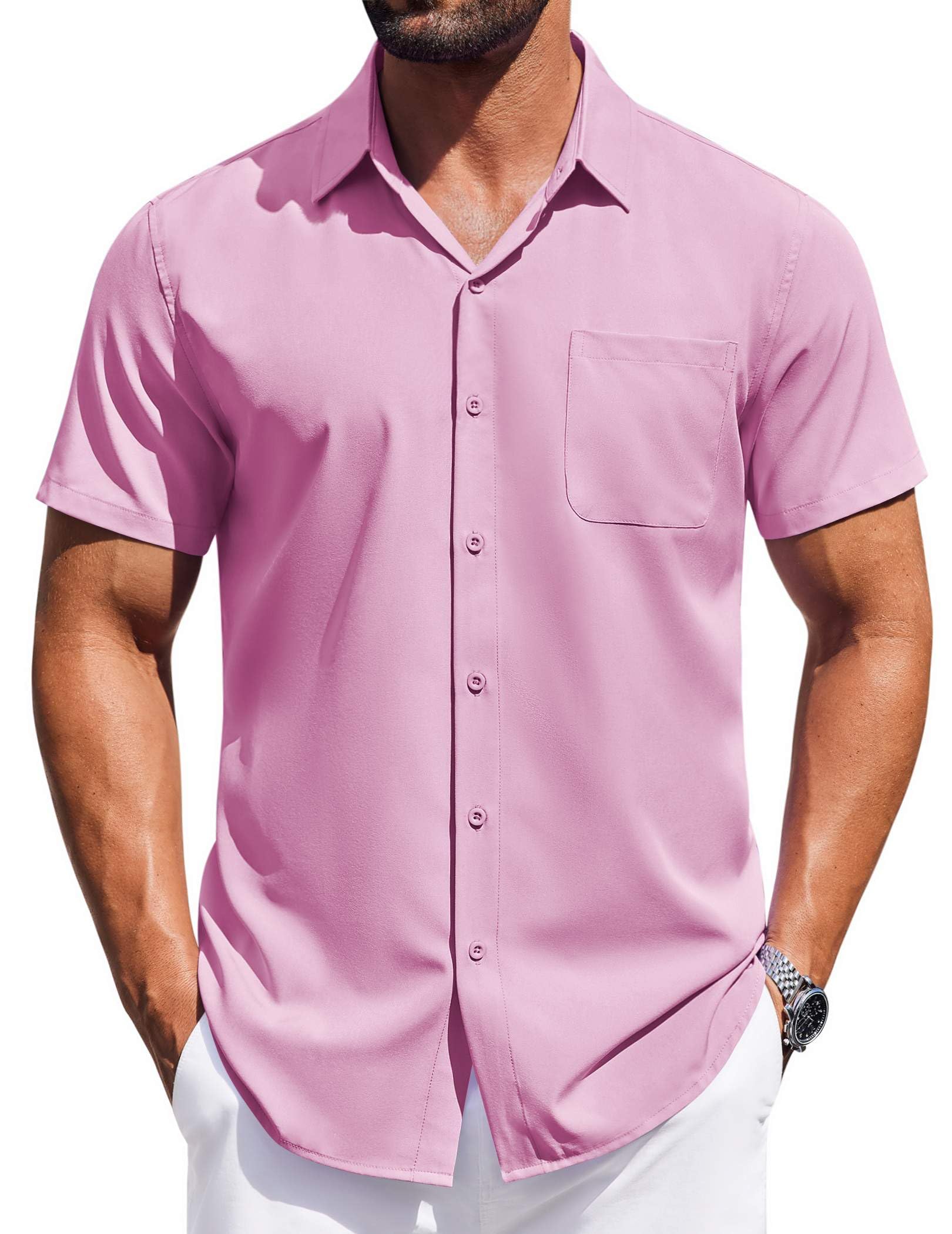 COOFANDY Men's Short Sleeve Button Down Shirt Regular Fit Casual Work Shirt with