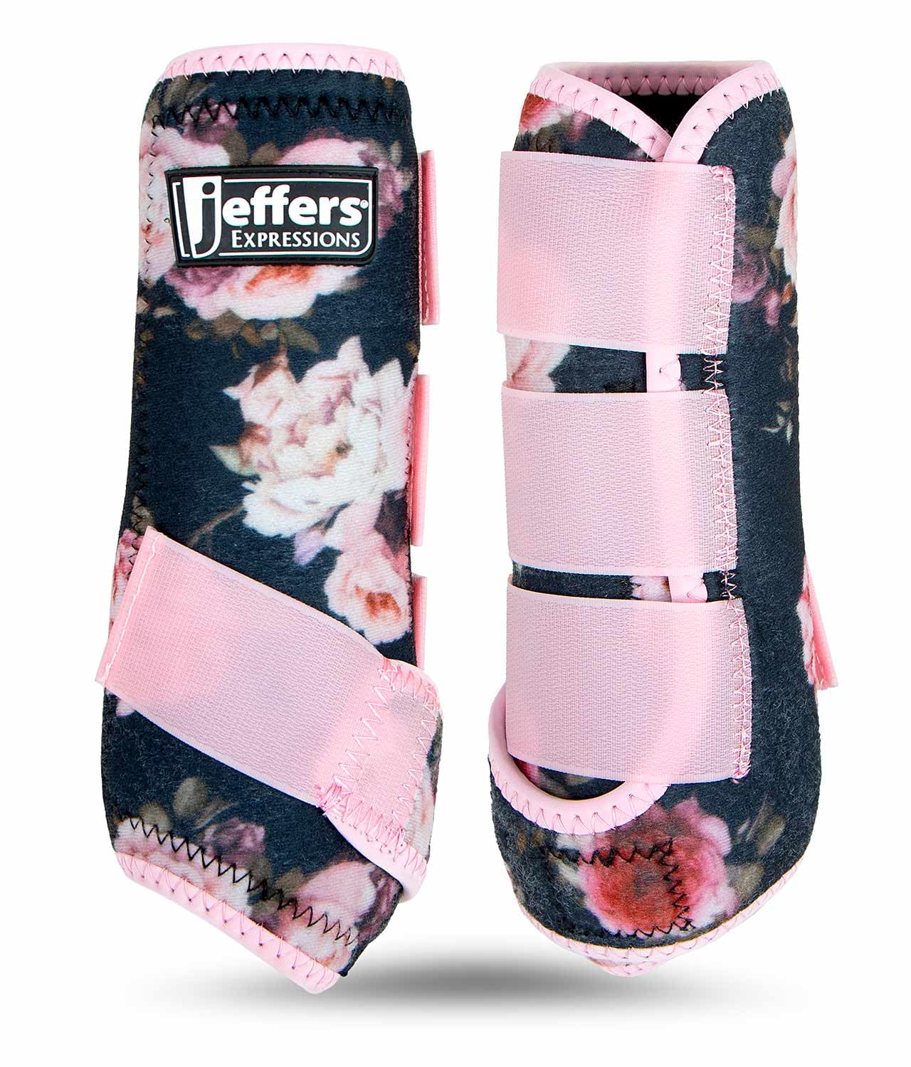 Jeffers Expression Protective Horse Boots 1 Pair, Rose Garden - Safe Neoprene Le