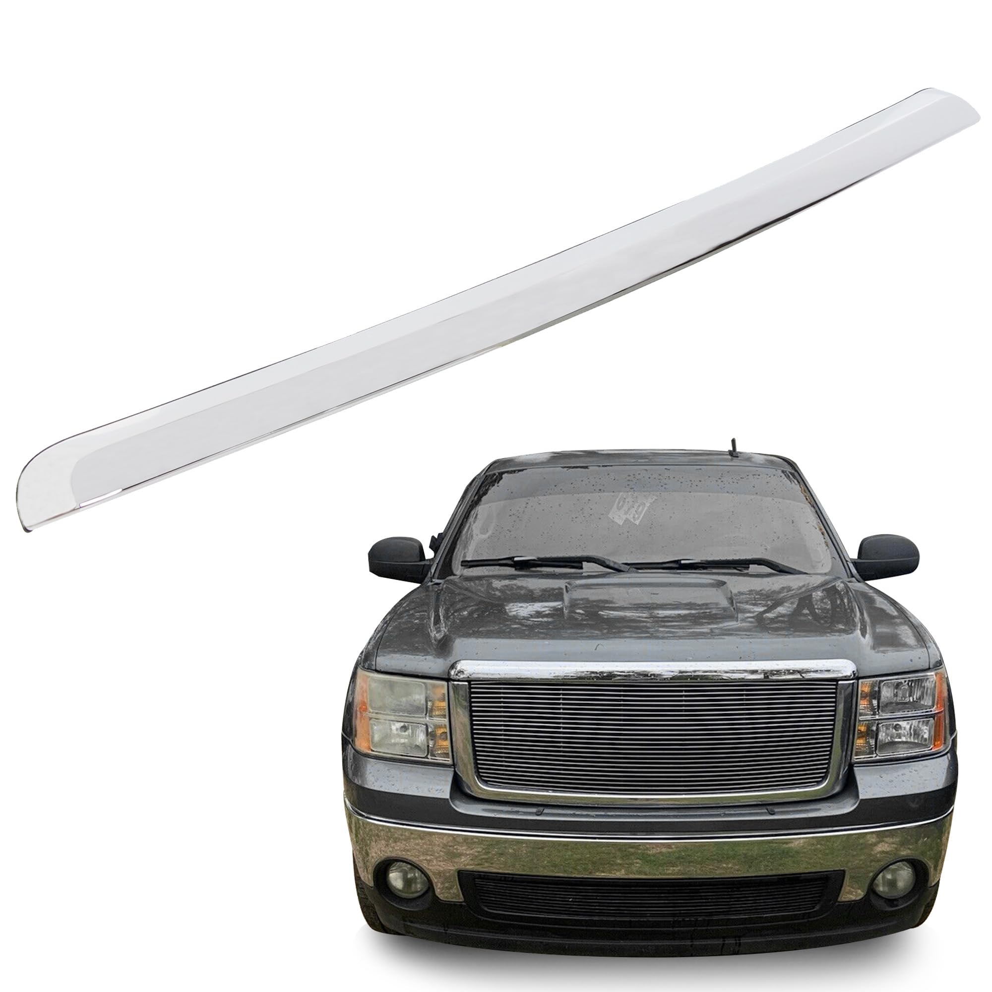 ECOTRIC Truck Hood Molding Trim Compatible with 2007-2013 GMC Sierra | Compatibl