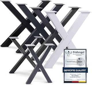 HOLZBRINK Tischbeine Metall Schwarz X-Form | Design Tischkufen/Tischgestell für Couchtisch, Esstisch, Schreibtisch, Sitzbank | 1 Stück Möbelfüße 80x72 cm