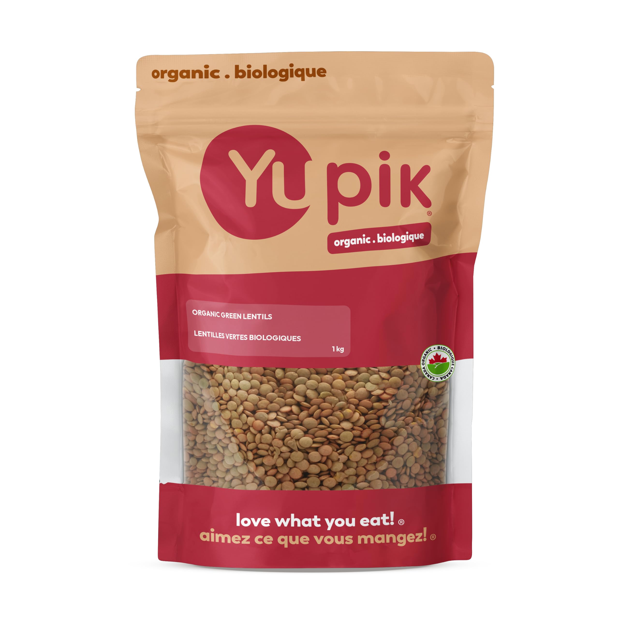 Yupik Organic Green Lentils, 1kg, Non-GMO, Vegan, Gluten-Free, Kosher, Raw, Sour