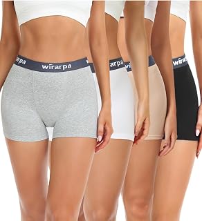 wirarpa Women's Cotton Boxer Briefs 3" Inseam Ladies Safety Boxer Shorts Anti Chafing Boyshorts Panties 4 Pack