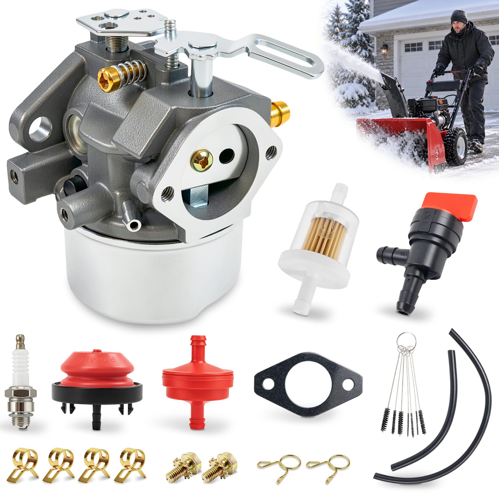 Swess 640052 Carburetor Compatible with Tecumseh HMSK80 HMSK90 Snowblower | Repl