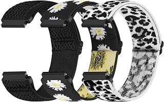 Runostrich Quick Release Nylon Watch Band - Choice of Width - 18mm, 19mm, 20mm, 22mm, 24mm Elastic Watch Straps Adjustable Stretchy Solo Loop Sport Nylon Replacement Wristband for Women Men, 3pcs