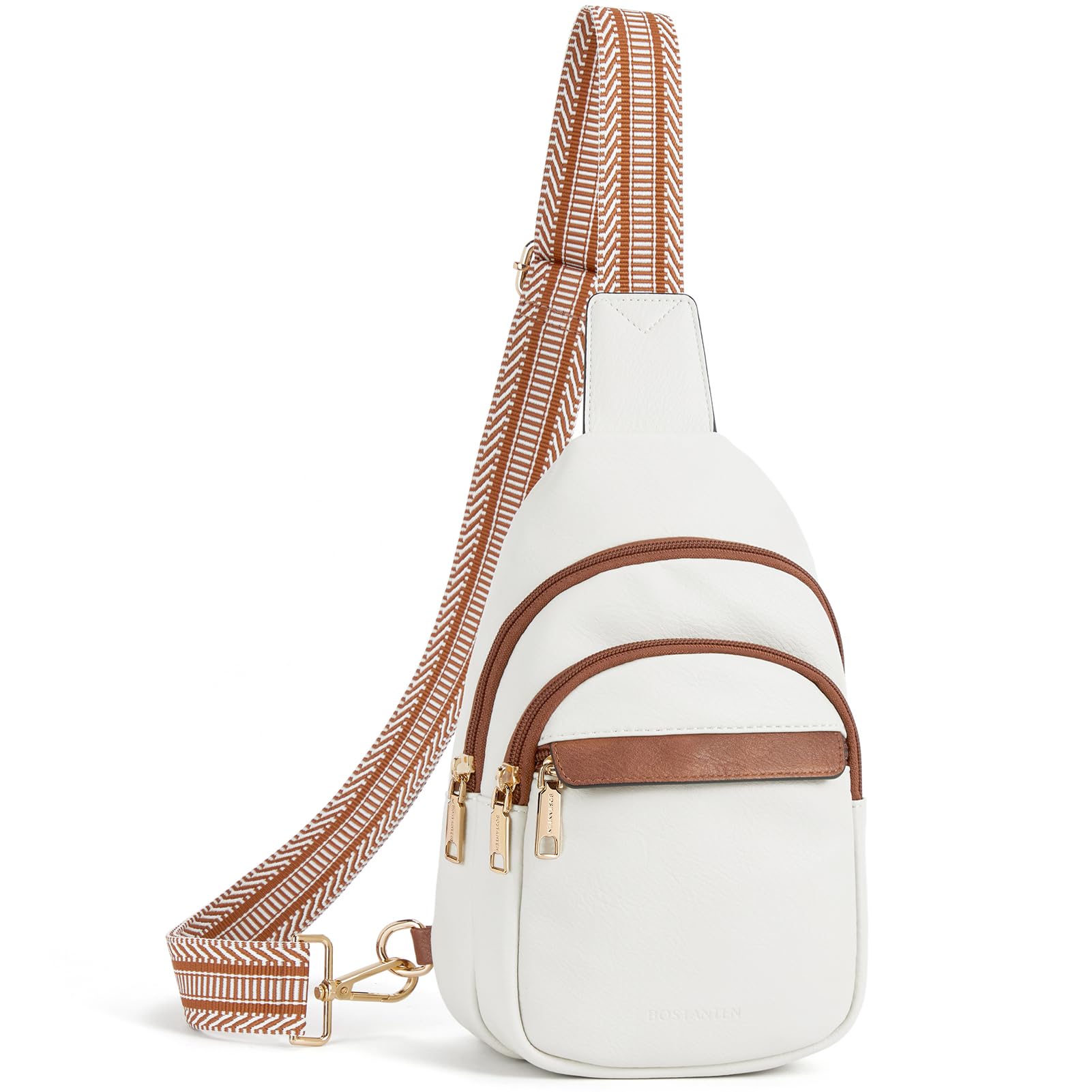 BOSTANTEN Sling Bag for Women Leather Crossbody Bags Fanny Pack Chest Bag for Tr