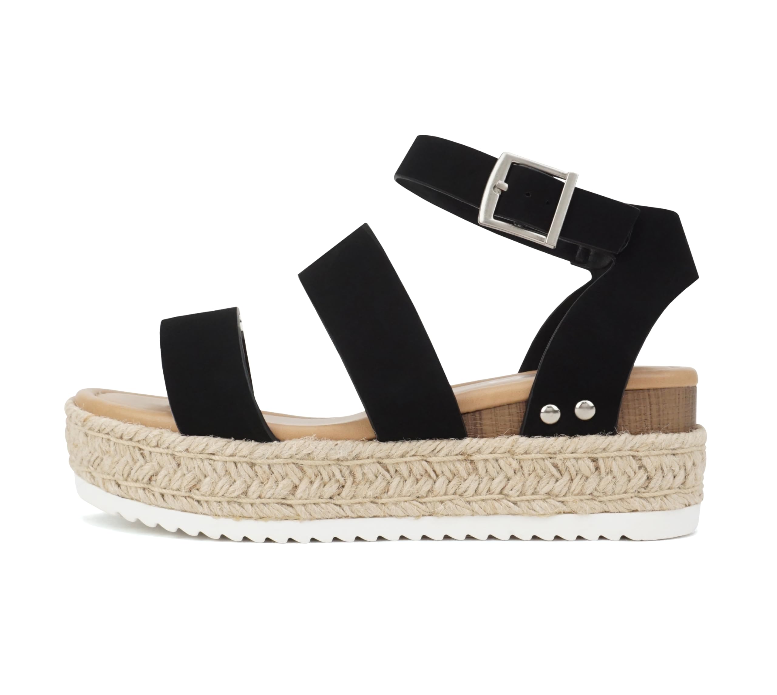 Soda Style Bryce ~ Open Toe Two Bands Espadrille Jute Platform Wedge Casual Fash