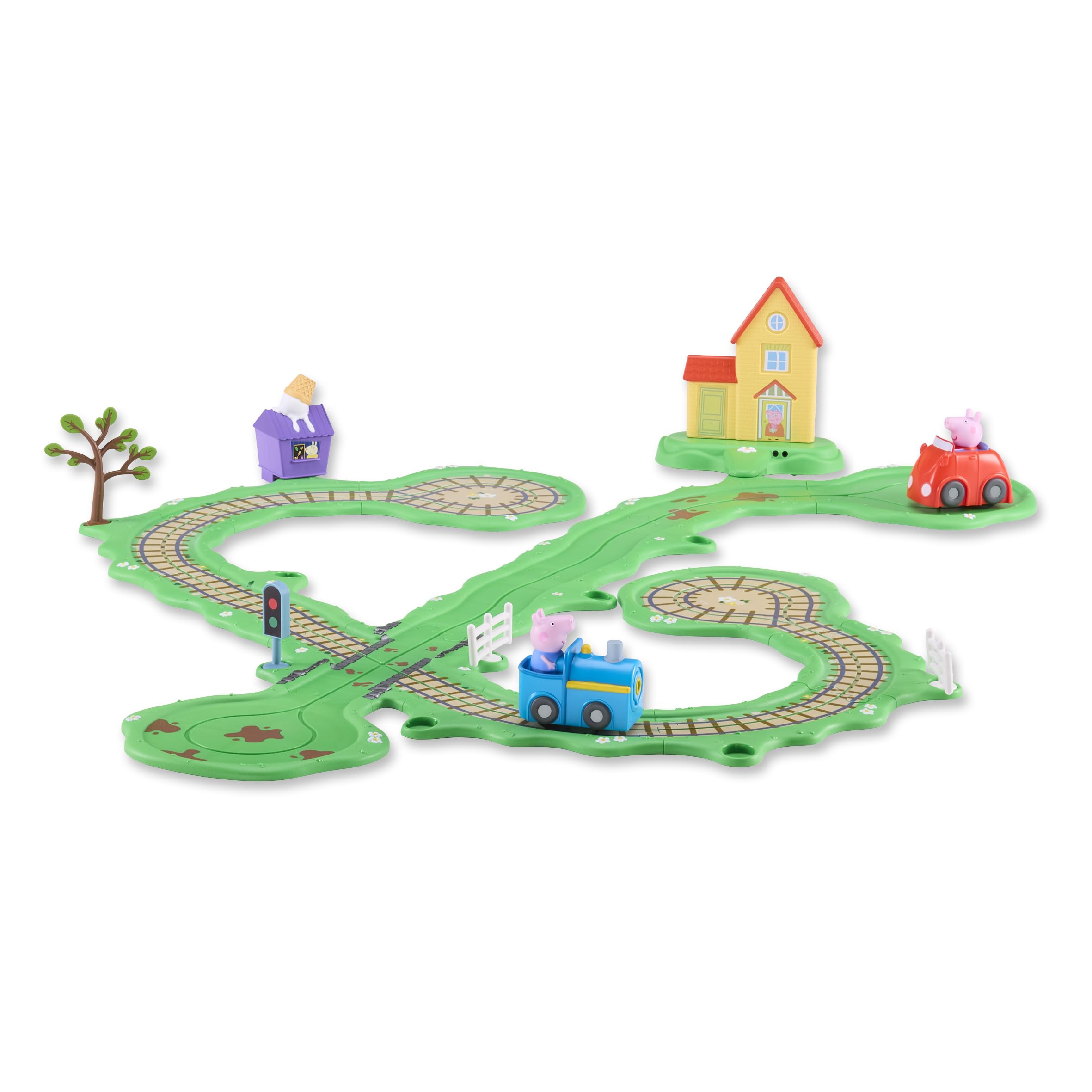 Peppa Pig Whizz Around Peppa’s Runabout Town Set, Motorised Vehicles, Track Toys