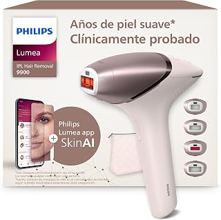 Philips Lumea 9900 Series IPL Epilator with Artificial Intelligence, Custom Treatment, 4 Attachments for Body, Face, Bikini and Underarm, Corded and Cordless, BRI951/00