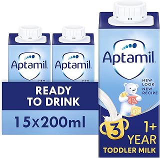 Aptamil 3 Toddler Ready to drink Milk, for Toddlers 1-2 Years, 15 x 200ml | No Preparation Required, Immune Support, GOS/FOS, Iron, Vitamin D and Vitamins A & C, and Essential Toddler Vitamins