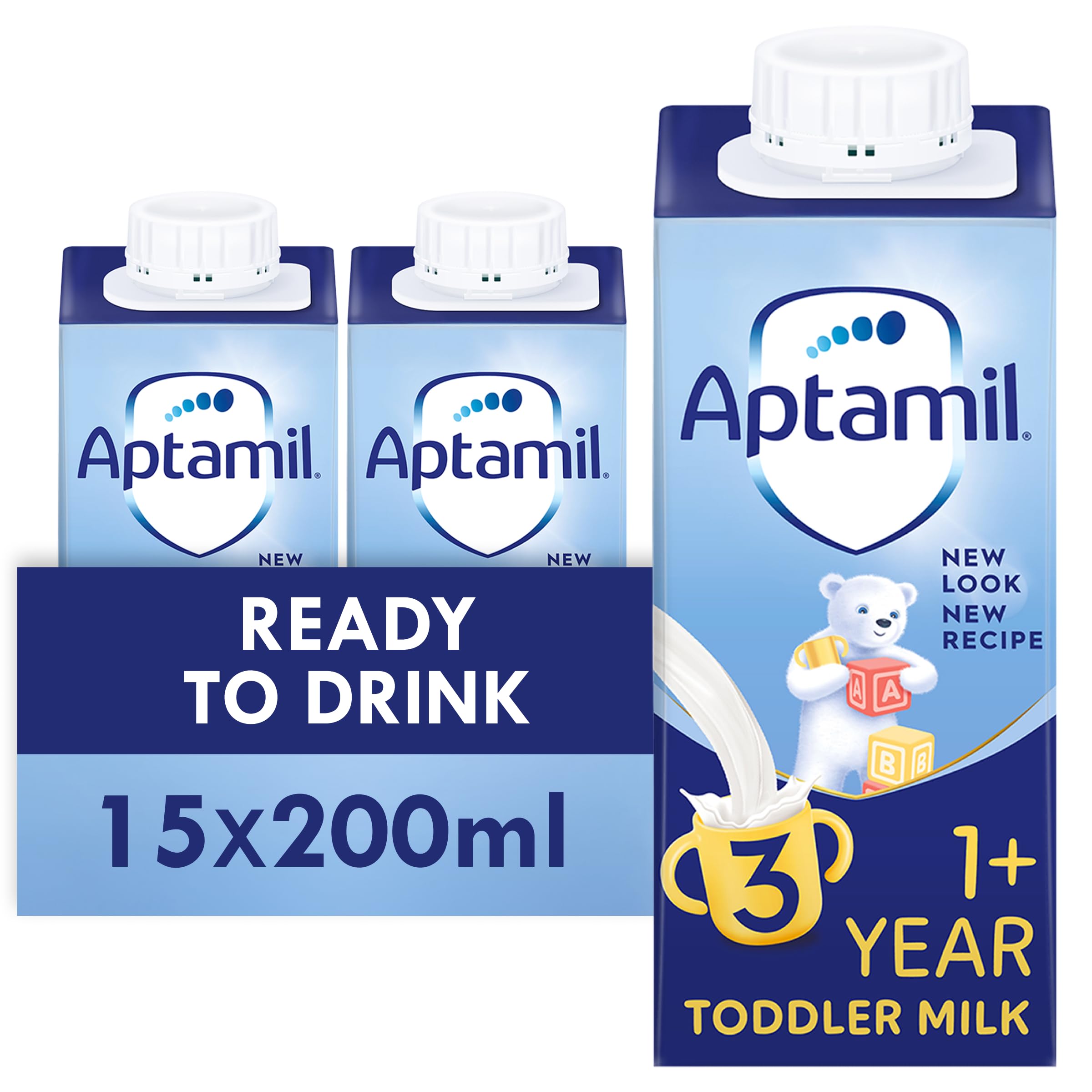 Aptamil 3 Toddler Ready to drink Milk, for Toddlers 1-2 Years, 15 x 200ml | No P