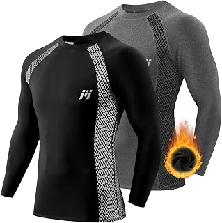 MEETWEE Men's Compression Shirt, Long Sleeve for Sports T-Shirts, Breathable, Quick-Drying T-Shirt for Running Cycling Fitness