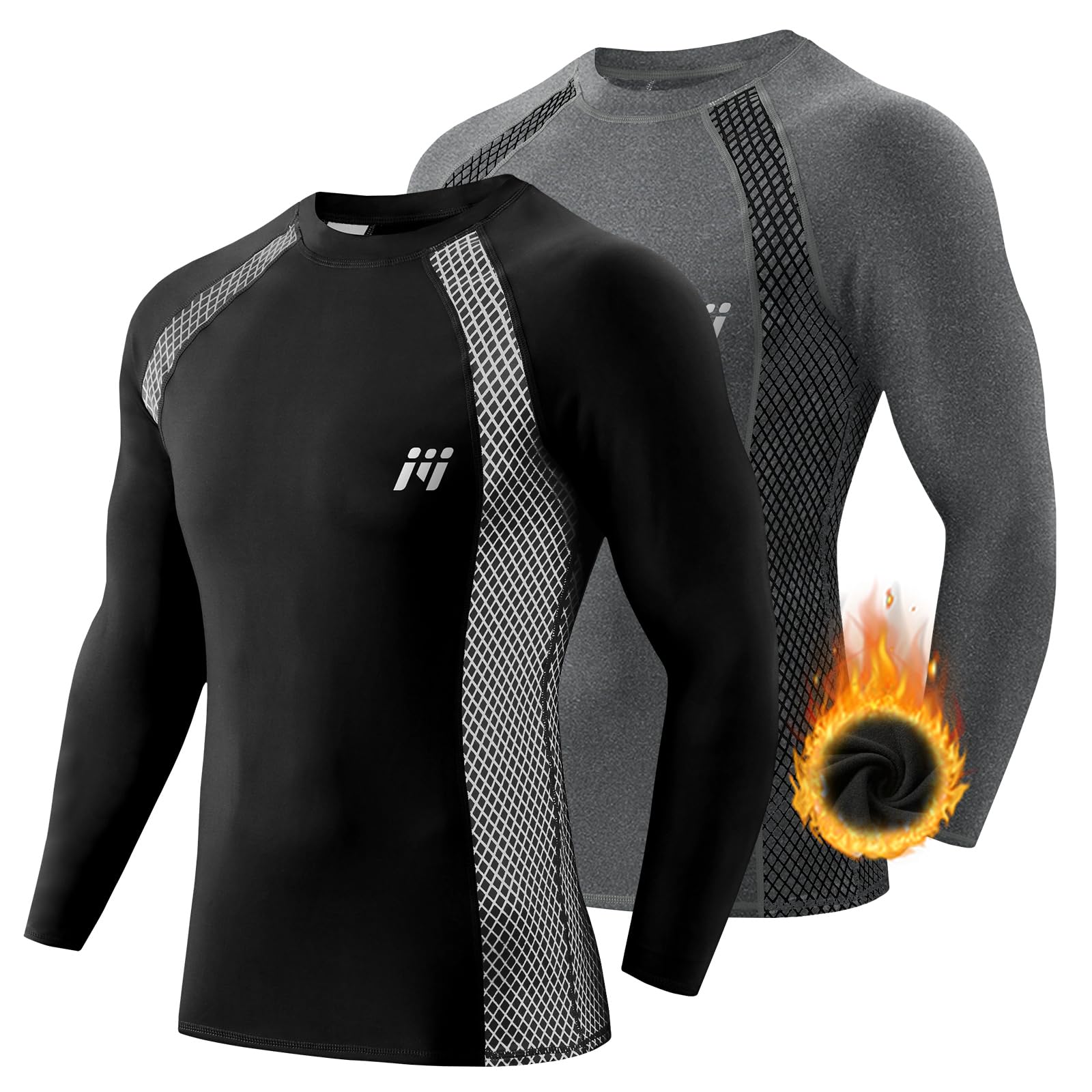 MEETWEE Men's Compression Shirt, Long Sleeve for Sports T-Shirts, Breathable, Qu