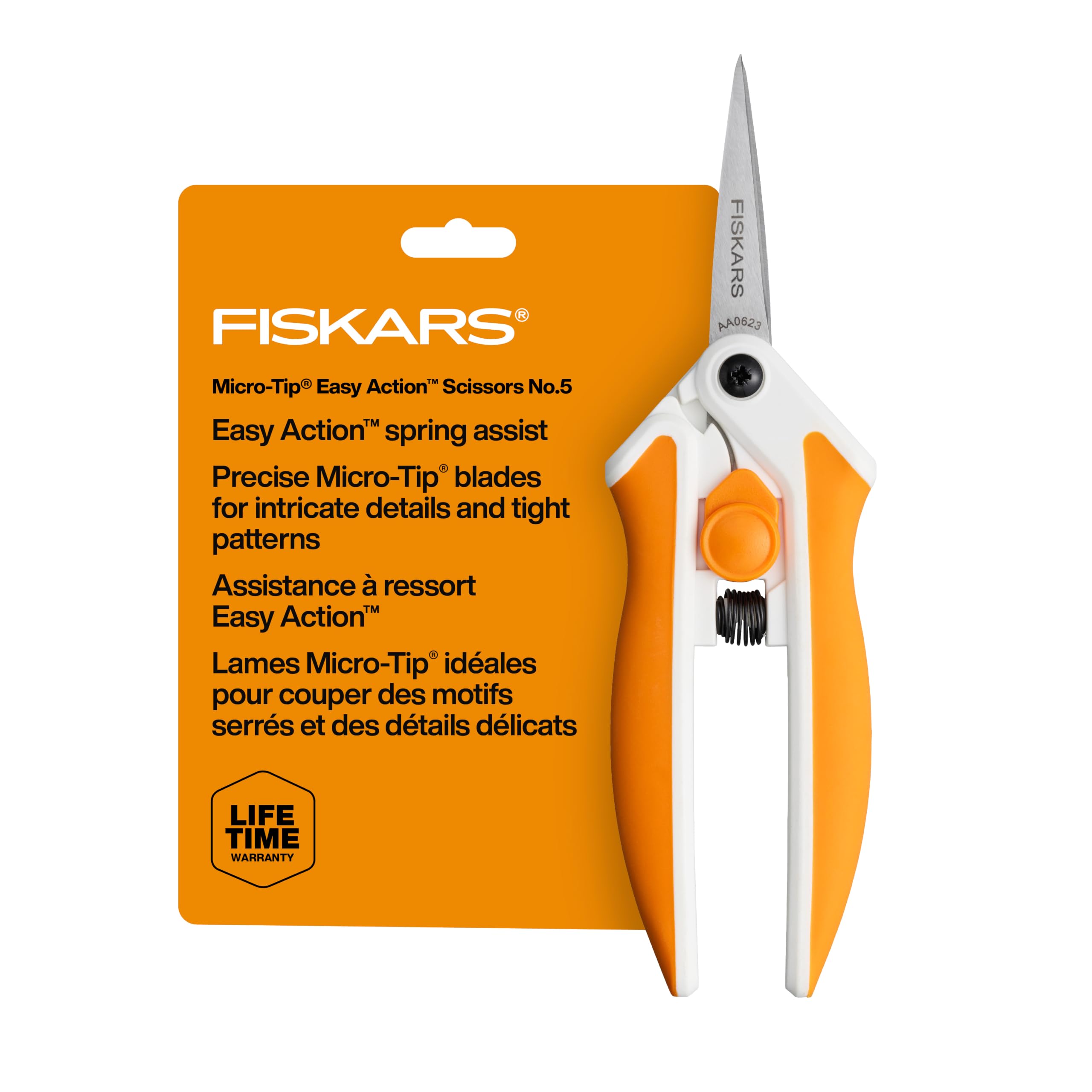 Fiskars 6" Easy Action Micro-Tip Scissors, Sewing, Arts & Crafts Tools | No. 5 P
