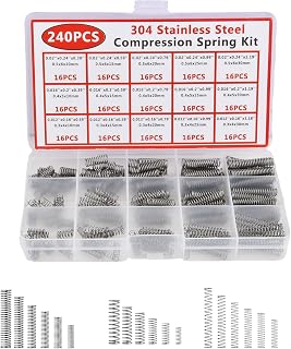 Nivofu 240pcs Compression Springs Assortment Kit, 15 Sizes Mini Stainless Steel Springs with Case, 10-30mm Length 6mm OD Extension and Compression Springs for DIY Repair