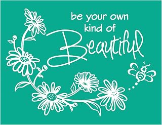 BOOLOOEN Be Your Own Kind of Beautiful Silk Screen Stencils, Chalk Screen transfers, Reusable self-Adhesive Screen Printing Stencils for Wood, Fabric, Pillows, wall DIY Home Decor