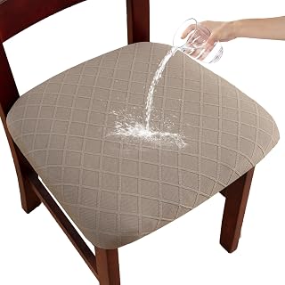 YUEANG Waterproof Dining Room Chair Covers Set of 4,Taupe,Large | Stretch Removable Washable Dining Chair Seat Slipcovers for Home, Restaurant, Banquet,Kitchen Chair Seat Cushion Protector