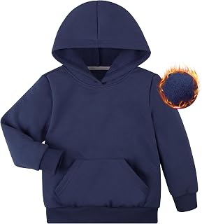 BIG ELEPHANT Boys Hooded Sweatshirt Fleece Pullover Hoodies Long Sleeve Warm Hoodie Sweatshirts with Pocket for Kids