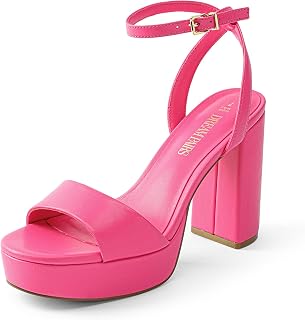 DREAM PAIRS Platform High Heels for Women Chunky Round Ankle Strap Elegant Heels Sandals for Party Prom Wedding