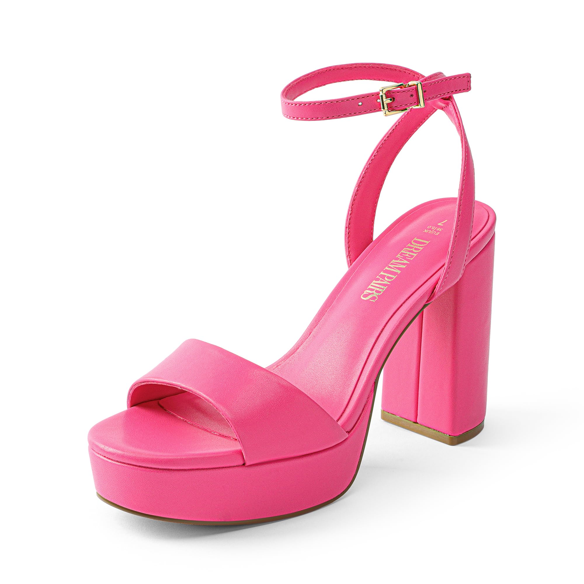 DREAM PAIRS Platform High Heels for Women Chunky Round Ankle Strap Elegant Heels
