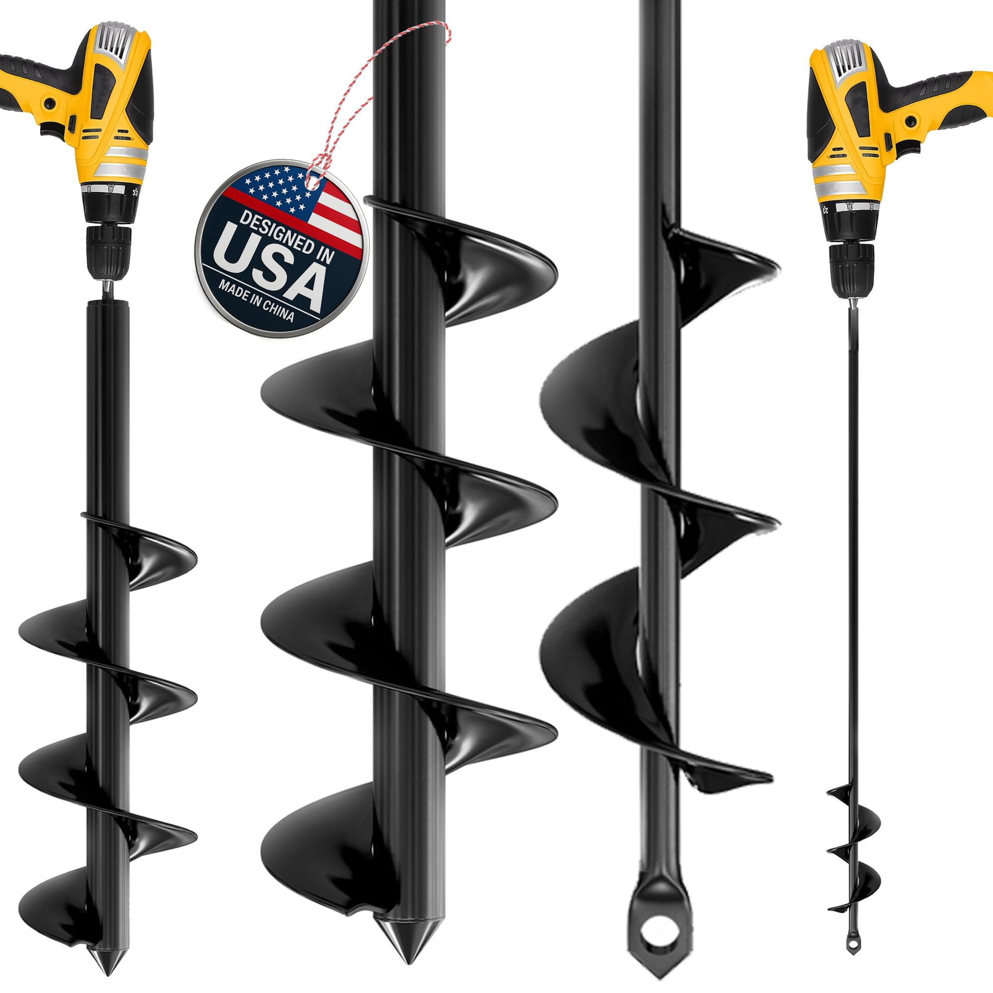 K-Brands Auger Drill Bit for Planting 2 Pack 1.6" x 16" & 3.5" x 16" Set | Garde