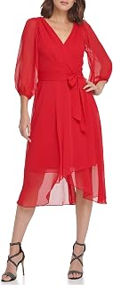 DKNY Plissiertes Wickelkleid Aus Kunst Women's Dress