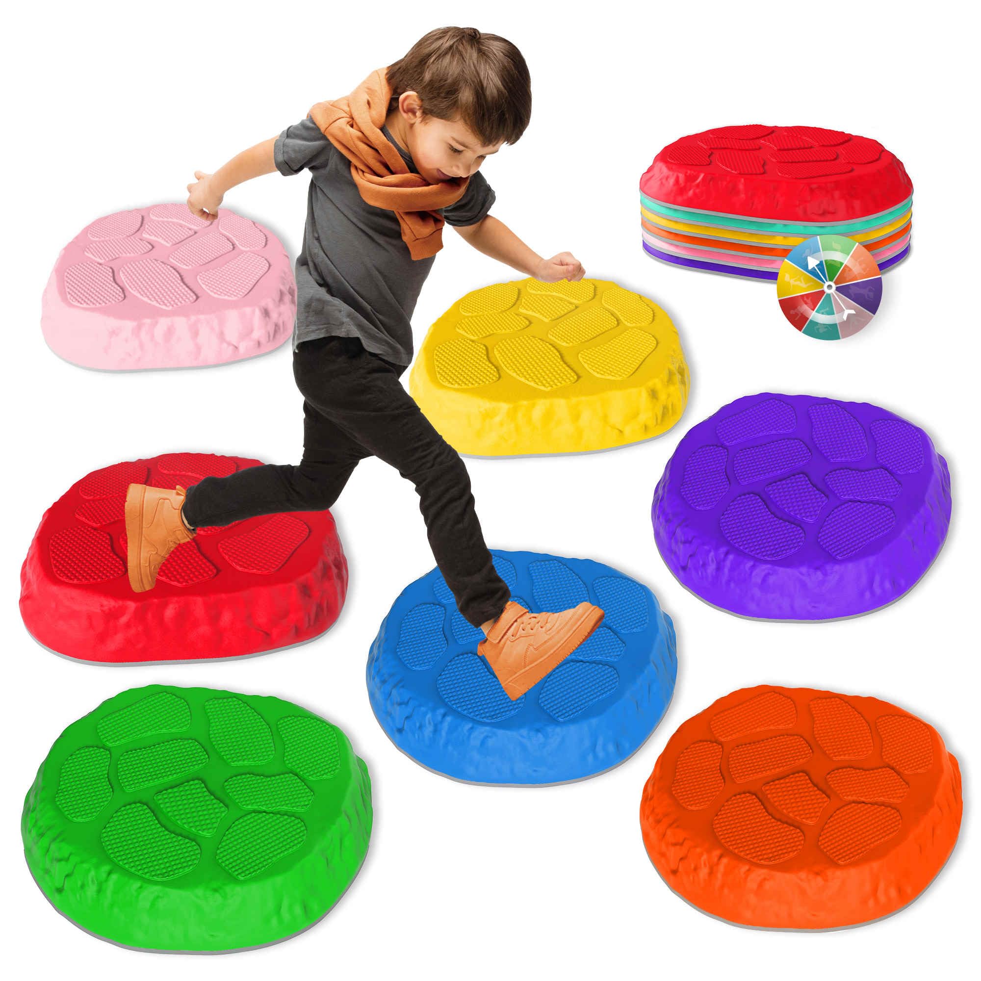SmartYeen Stepping Stones for kids,8/12 PCS Durable Non-Slip Balance Stones Indo