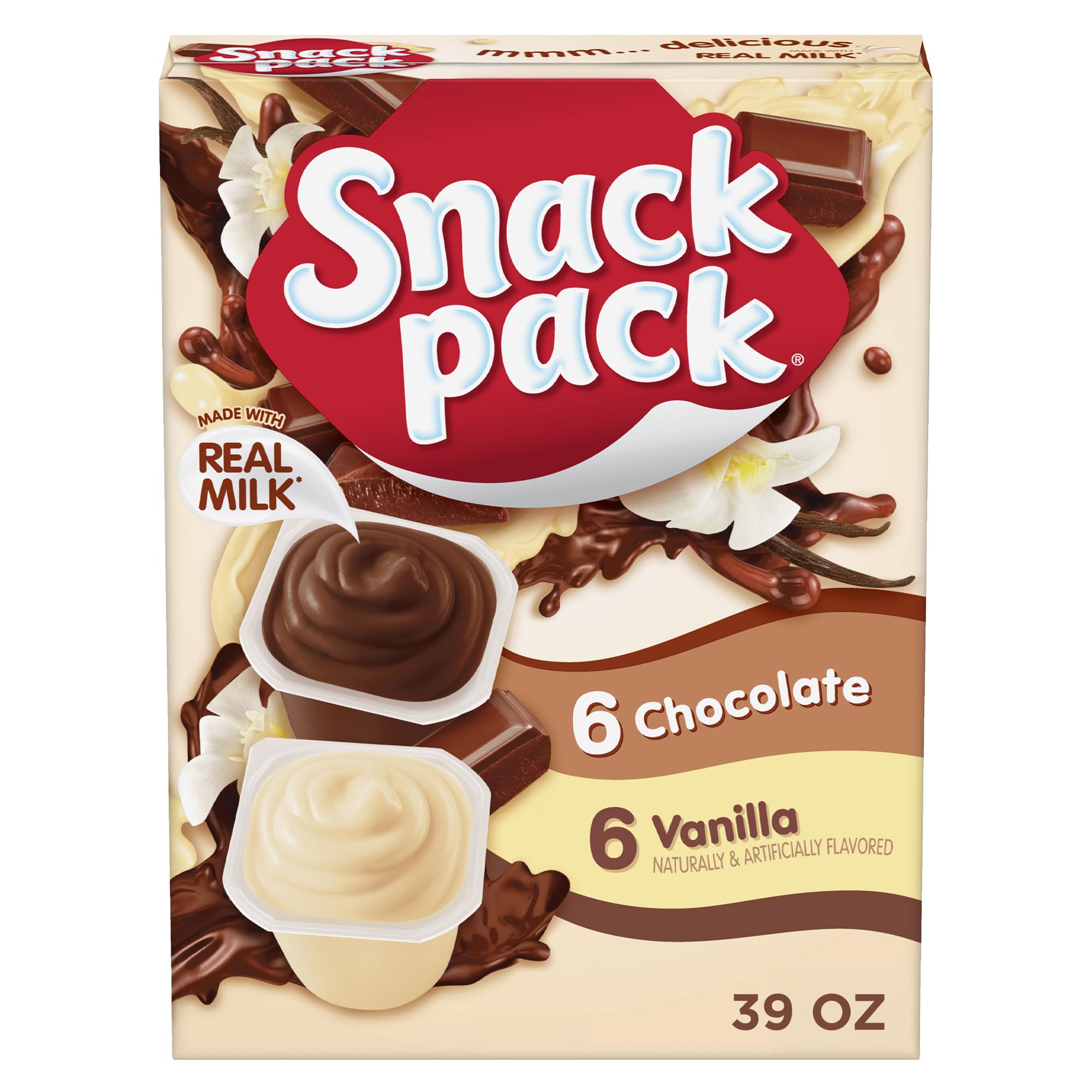 Snack Pack Chocolate and Vanilla Pudding Cups, 3.25 oz., 12-ct Family Pack | Mad