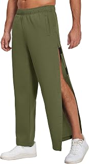 Deyeek Mens Fleece Tear Off Loose Fit Knee Pants Spare Side Snaps Pockets