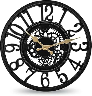 WrtmyR Outdoor Wall Clock Waterproof, 12 Inch Silent Non-Ticking Battery Operated Outside Clock, Decor Clock for Patio, Pool, Garden, Fence, Porch, Lanai, Farmhouse Decor (Dark Black)