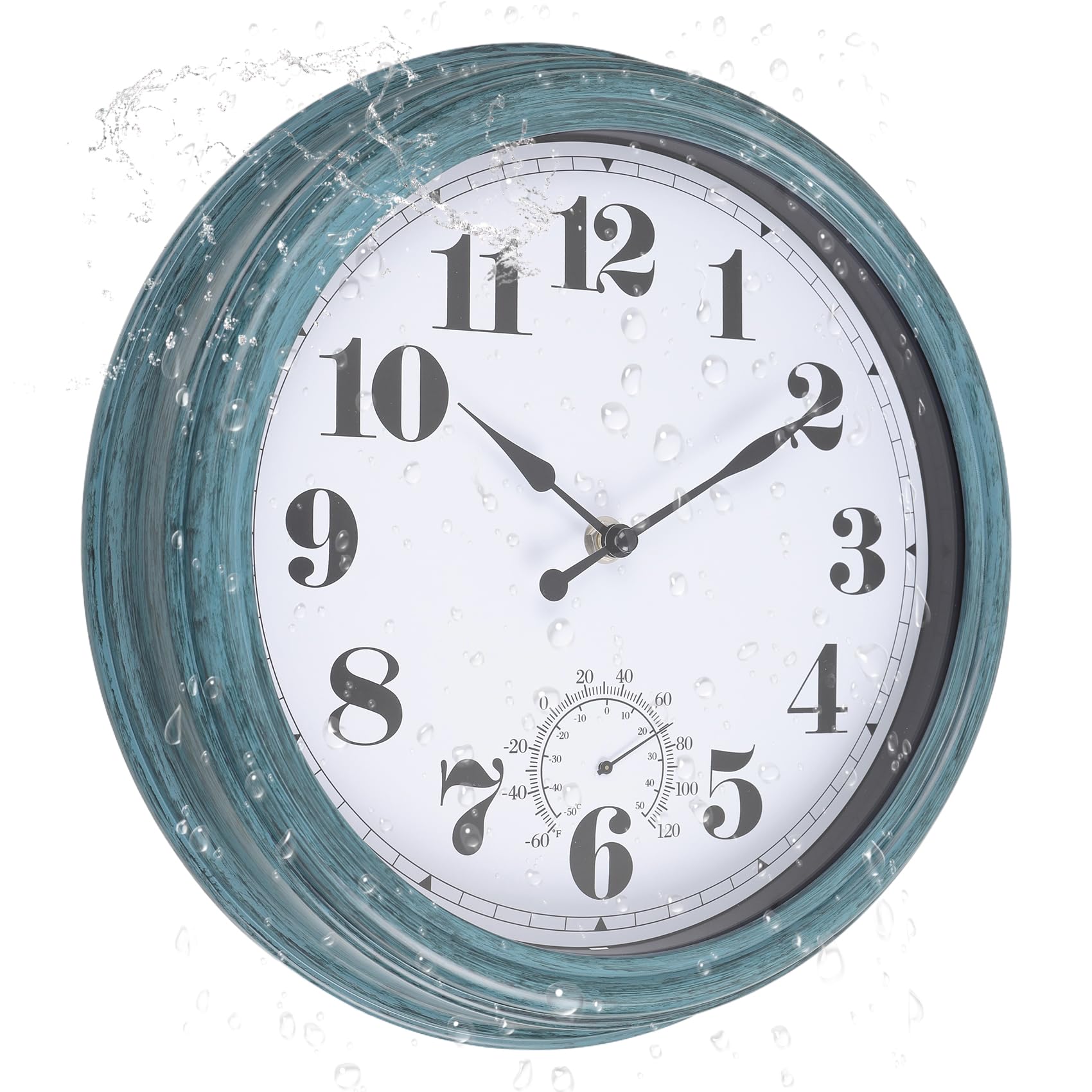 Aurowit Outdoor Wall Clock with Thermometer 12 Inch Waterproof Outdoor Clocks Ba