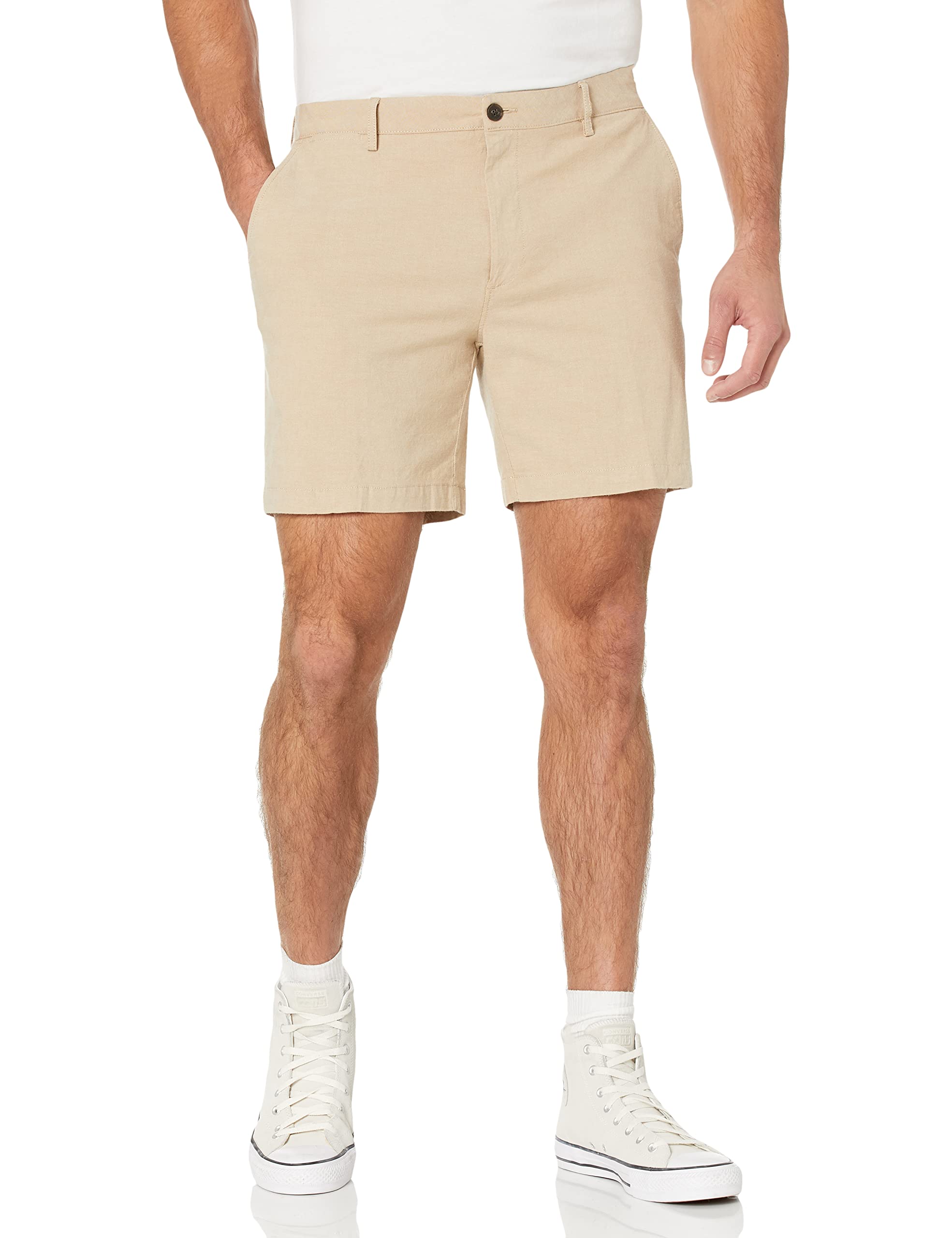 Amazon Essentials Men's 17.8 cm Slim Fit Lightweight Cotton Oxford Stretch Short