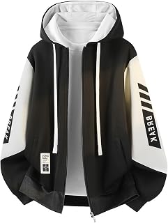FJLTDCP Men's Hoodie, Autumn and Winter, Long Sleeve, Loose, Zip-up Hooded, Stylish, Large Size, Loose, Hooded, Stylish, Simple