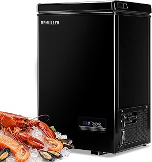DEMULLER 2.0Cu.ft Mini Deep Freezer Top Open Door Small Freezer Chest Freezer with 2 Removable Storage Baskets for Home Apartment Garage Black