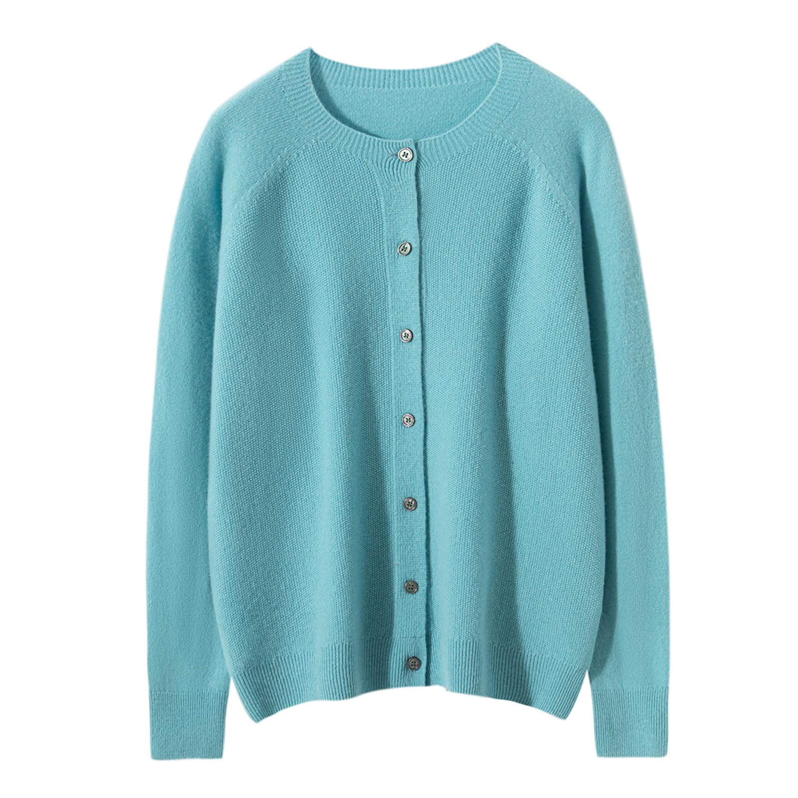 Women's 100% Merino Wool Crew Neck Cardigan Lightweight Sweaters