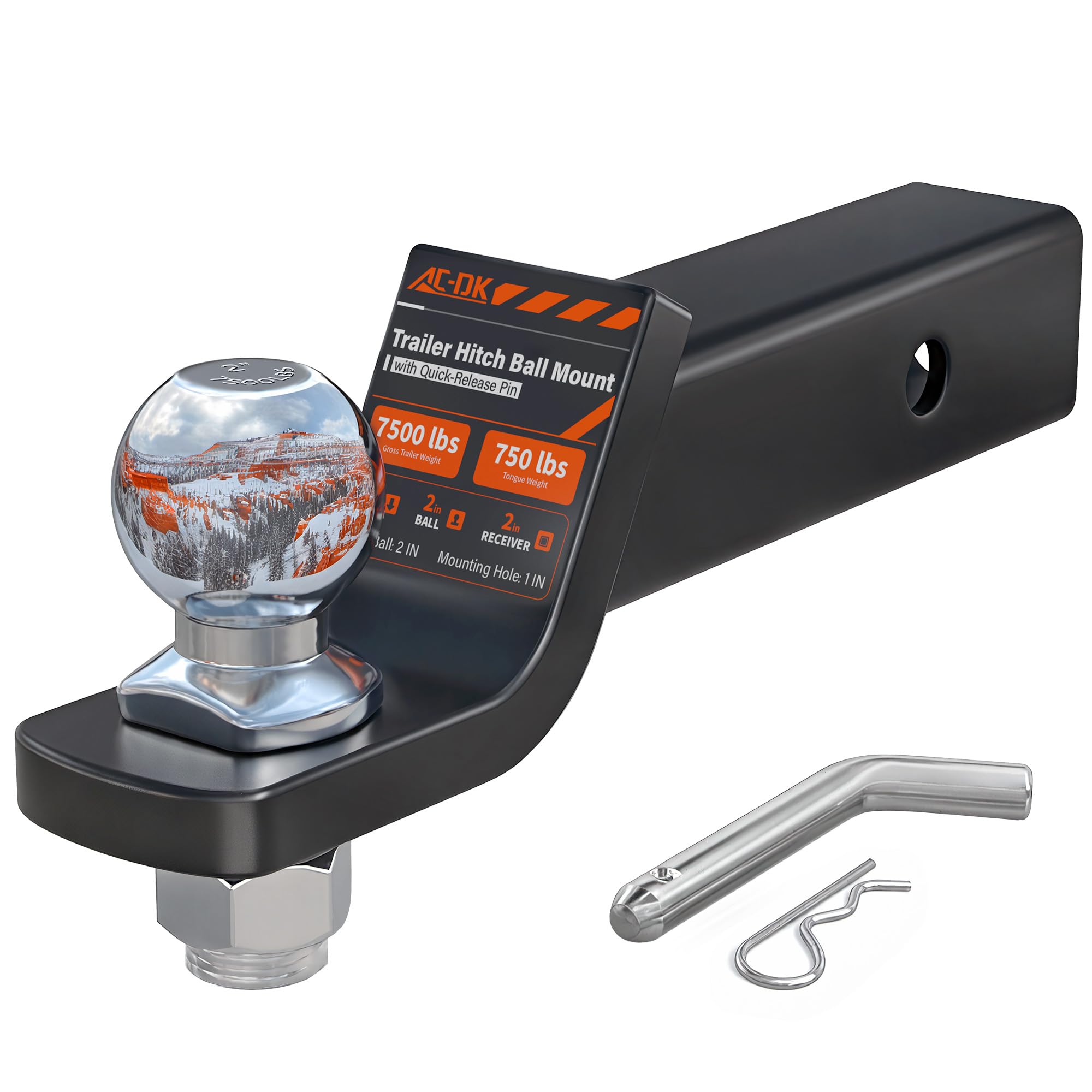 AC-DK Trailer Hitch Ball Mount with 2" Ball for 2-Inch Receiver | 2-Inch Drop,5/