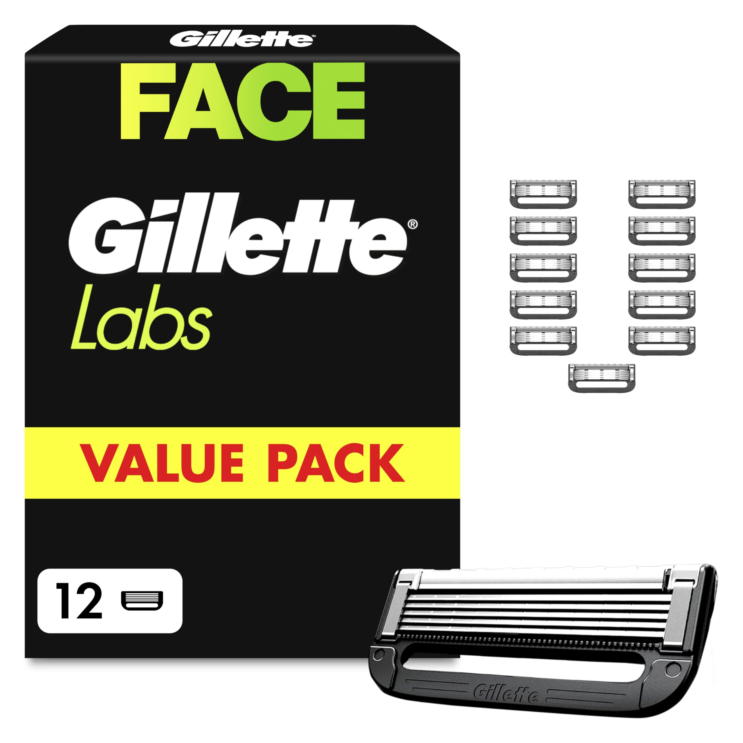 GilletteLabs Razor Blade Refills for Men, Pack of 12 | Compatible with GilletteL
