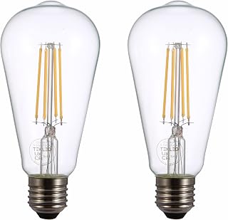 TEKLED LED Filament Style ST64 Bulbs E27 Dimmable 6.5W 60W Equiv 2700K 2 Pack Warm White