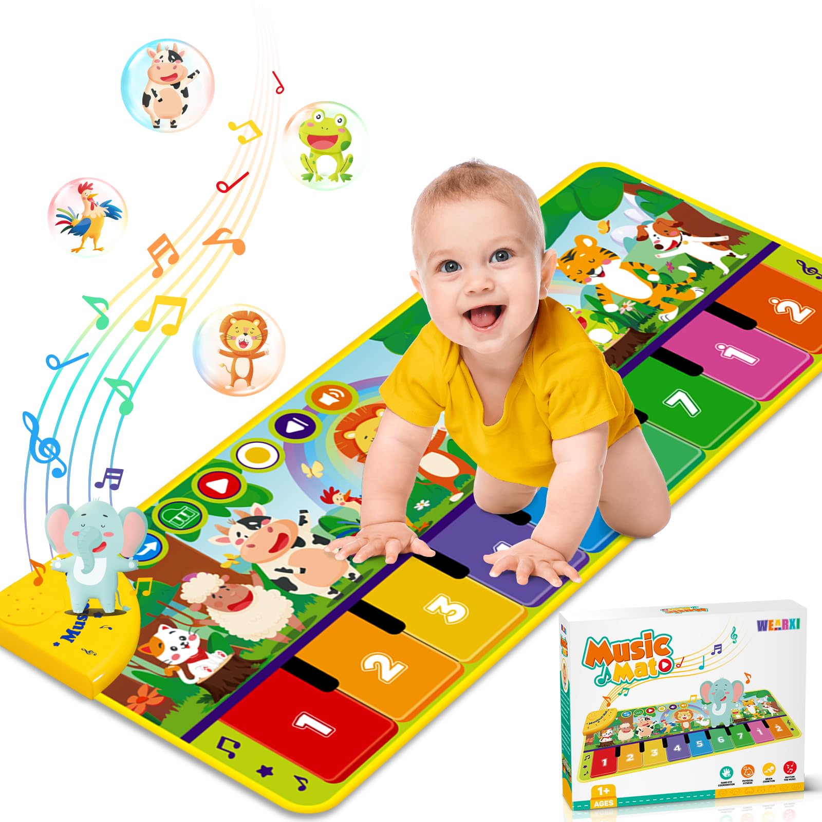 WEARXI Toddler Toys, 45 X 18inch Piano Mat for Kids, Kids Toys | 10 Animal and 9
