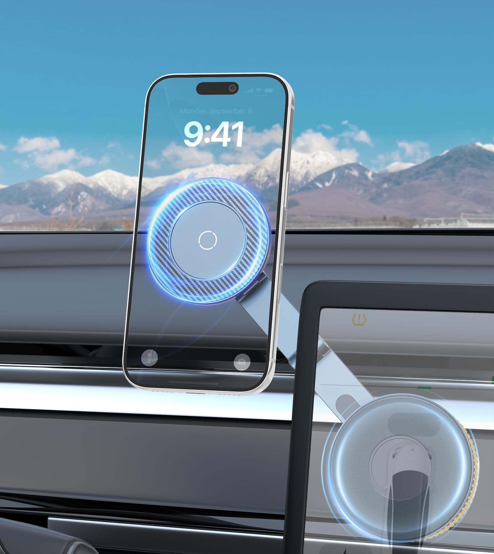 All-metal Magnetic Car Mount for Tesla,Strong Magnet &Foldable Phone Holder