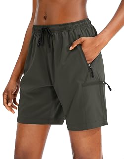 SANTINY Hiking Cargo Shorts for Women 5" 7" 9" Summer Lightweight Quick Dry Shorts Zipper Pockets for Women Athletic Golf