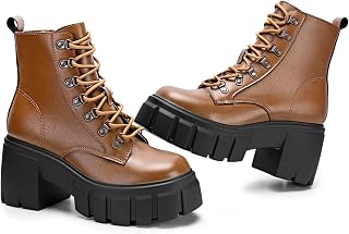 FITORY Women's Combat Boots Platform Chunky High Heel Size 4-9