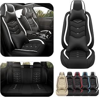 ADERN Car Seat Covers for VW ID.4 2021-2026, Premium Nappa Leather Car Seat Cover, Stylish Sport Seat Covers， Automobile Seat Cover Sets.(Luxury 5 Seats/Black White)