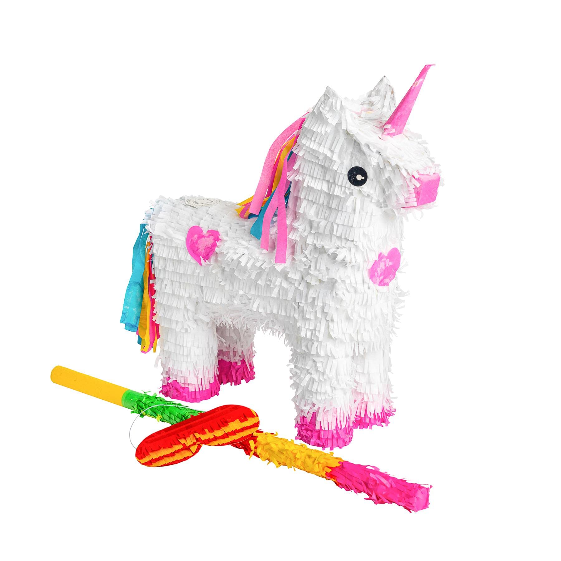 Fax Potato Unicorn Pinata, Rainbow Buster Stick and Blindfold Set (W43 x D13 x H