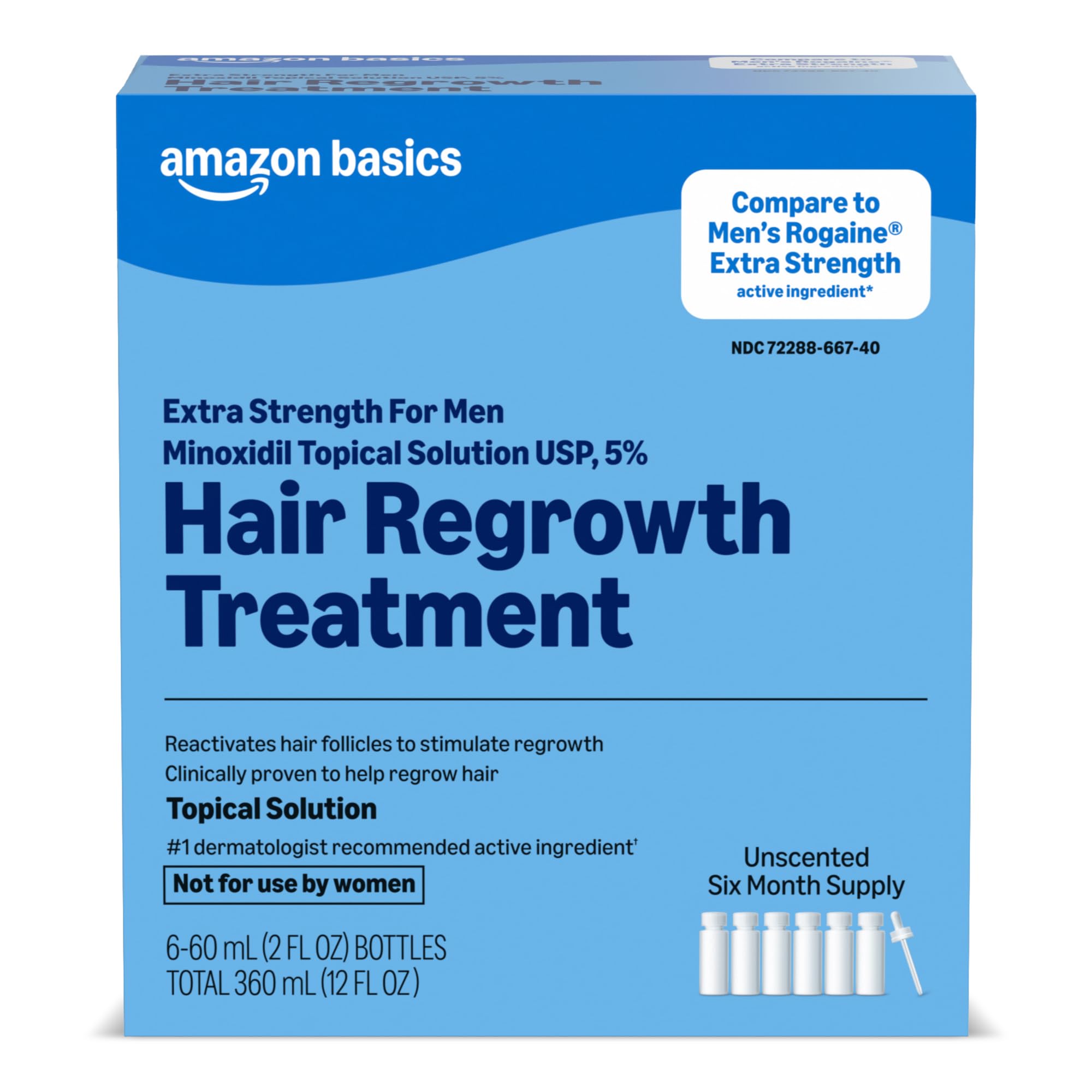 Amazon Basics Minoxidil Topical Solution USP, 5 Percent, Hair Regrowth Treatment