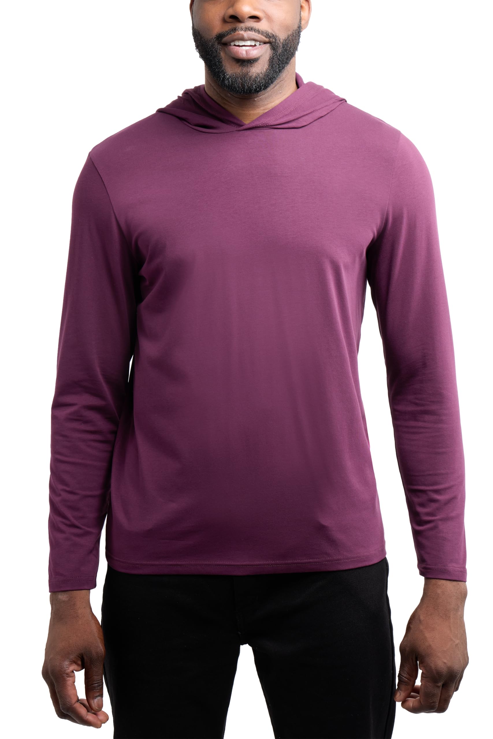 X RAY Men's Crewneck Hooded Long Sleeve T-Shirt, Soft Stretch Premium Cotton Sli